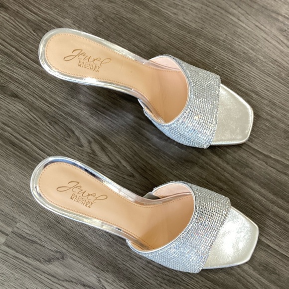 Sparkling sandals with a heel and square toe,  tapered heel make this a fun shoe - Picture 3 of 11